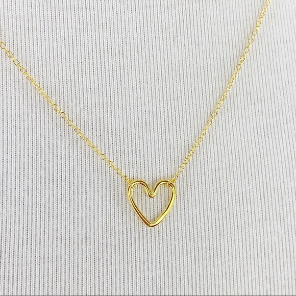 Open Heart Repositionable Pendant Gold Plated Chain Necklace 17" - Picture 5 of 7